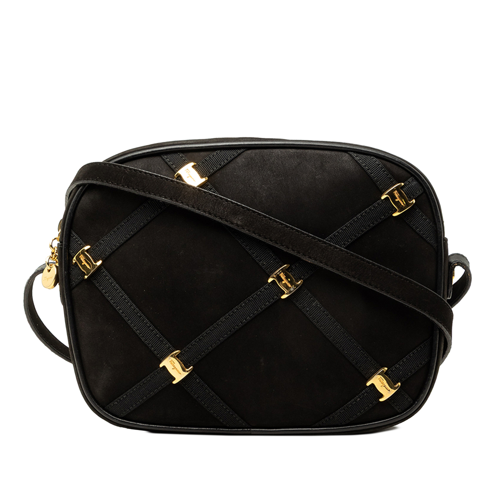 Pre-Loved Ferragamo Studded Suede Vara Crossbody